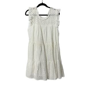 Mud Pie White Eyelet Floral Dress